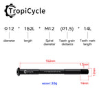 Tropicycle MTB Road Bike Thru Axle Front Fork Shaft Skewers M12x1.0 M12x1.5 12x142/162/174 12x100/110mm Aluminum alloy Bike Axle