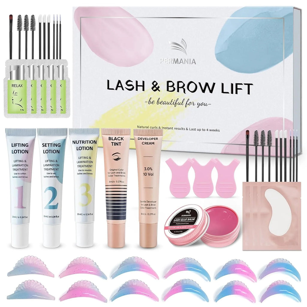 PERMANIA Lash Lift and Black Kit Full Tube Design Brow Lamination Kit Salon Grade Instant Curling & Coloring Tool For Home Use