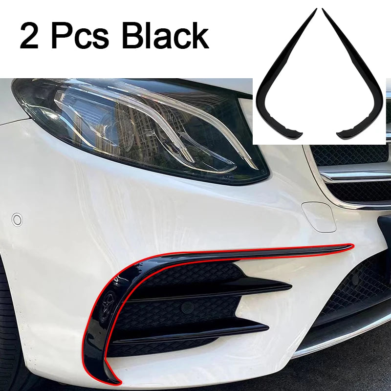 Car Front Bumper Splitter Spoiler For Mercedes Benz E Class W213 2016-2020 Spoiler Fog Light Trim AMG Wind Knife Car Accessories