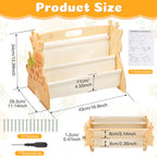 2-Tier Montessori Baby Bookshelf Double-Sided Wooden Book Rack Storage, 1pc