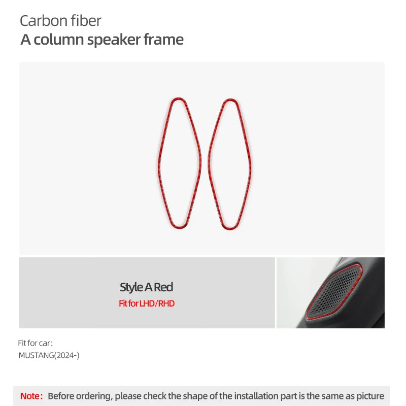 Carbon Fiber Auto A-Pillar Speaker Panel Cover Trim Sticker For Ford Mustang GT 2024 2025 Car Interior Decor Tuning Accessories