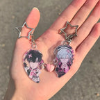 Anime ALIEN STAGE IVAN TILL Cosplay Keychain Unisex Acrylic Heart Magnet Pendant Key Chain 2Pcs/set Keyring Bag Accessories Gift