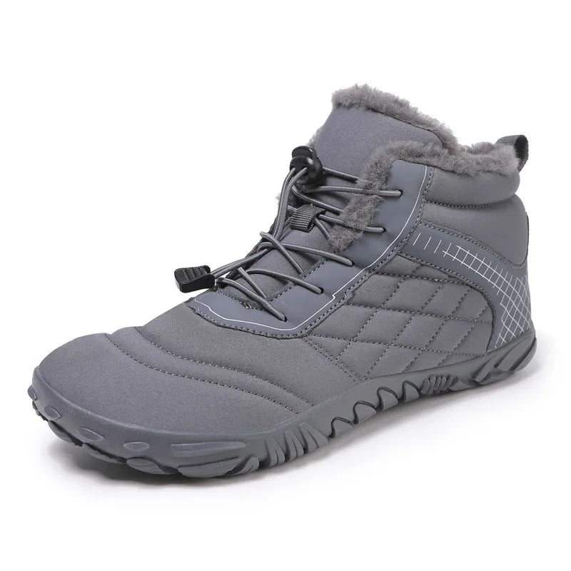 Men's Women's Winter Barefoot Hiking Boots, Slip On Warm Zero Drop Snow Boot, Wide Toe Box Ankle Booties, Minimalist Waterproof