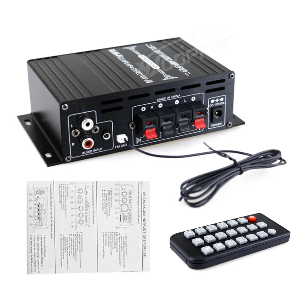 Woopker AK55/AK45 Pro/AK380 Sound Amplifier Bluetooth5.0 Hifi Digital Amp Audio 2.0 Channel FM USB for Car Home Theater Karaoke