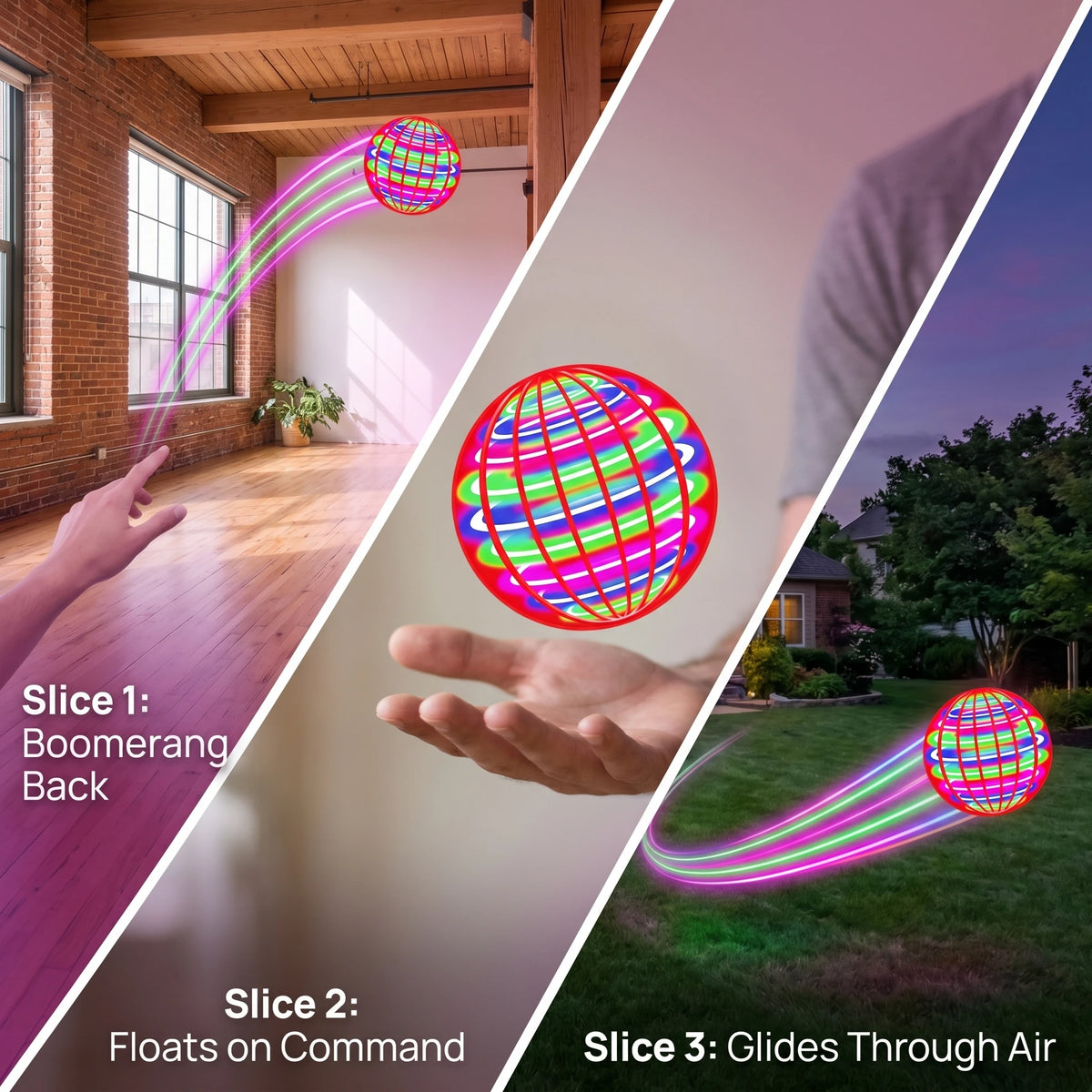 Flying Ball Boomerang Spinner Toys Hand Control Drone 360° Rotating Mini UFO With LED Lights for Children Funny Birthday Gifts