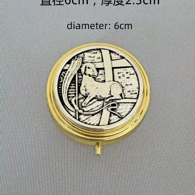 Catholic Holy Grail Box Small Pyx For Eucharist Host Zinc Alloy Carry Consecrated Hosts First Communion Holy Box