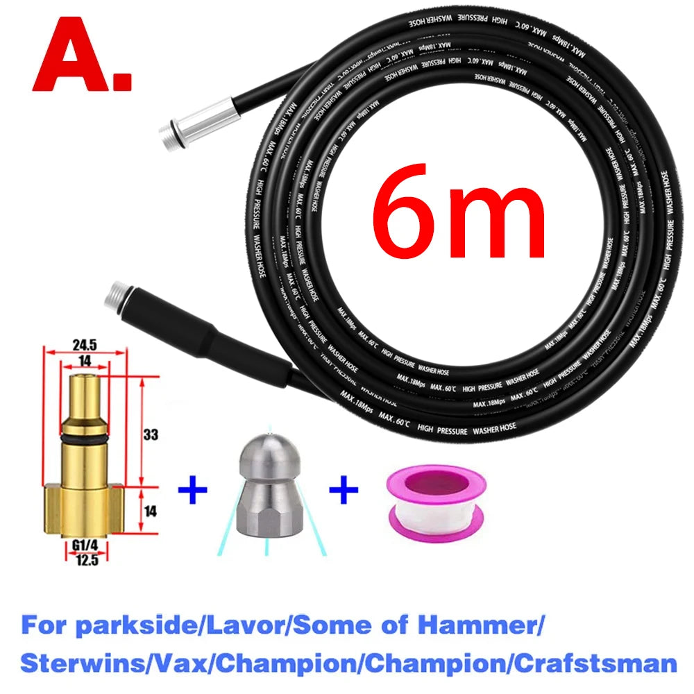 6M Sewer Drain Water Cleaning Hose Pipe Cleaner for Karcher Huter Hammer Nilfisk STIHL Bosch Lavor High Pressure Washer