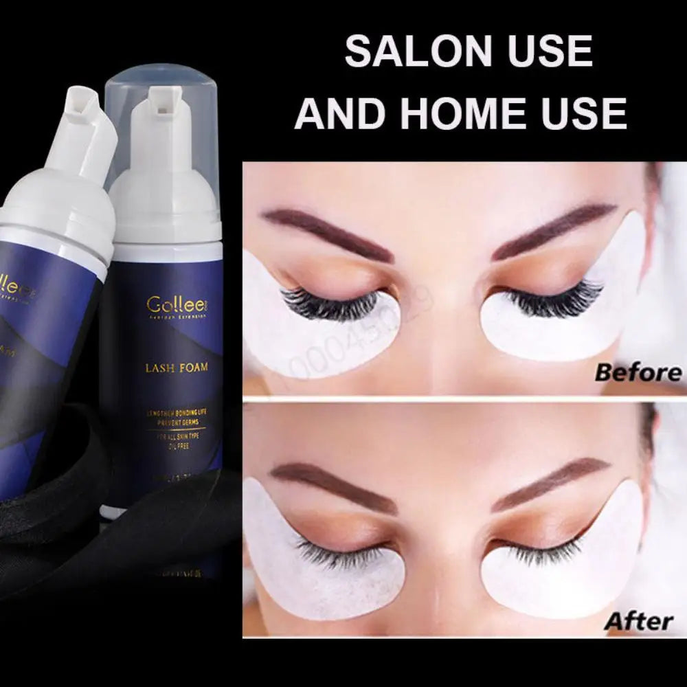 Gollee Clean Eyelash Glue Lash Foam Kit Eyelash Cleaning Foam 50ml/100ml Brush Shampoo Eyelash Extension Cleaning Gentle Makeup