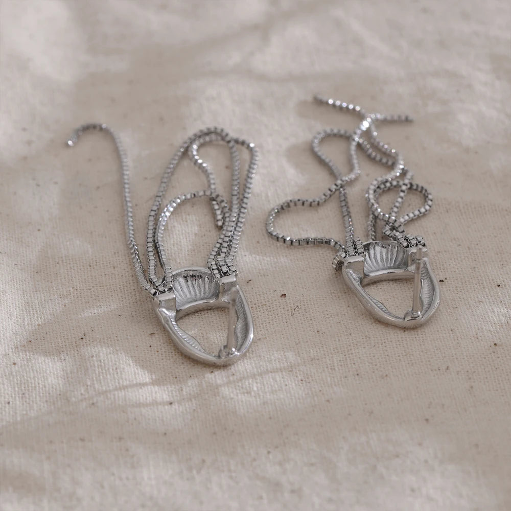 NiNice Temperament Stainless Steel Metal Tassel Chain Long Hanging Drop Earrings Girl's Daily Wear Trending Jewelry Recommend