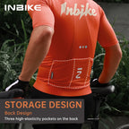 INBIKE Men's Short Sleeve Cycling Jersey Road Bike Shirt, Orange/Black/White, EU S-XXL