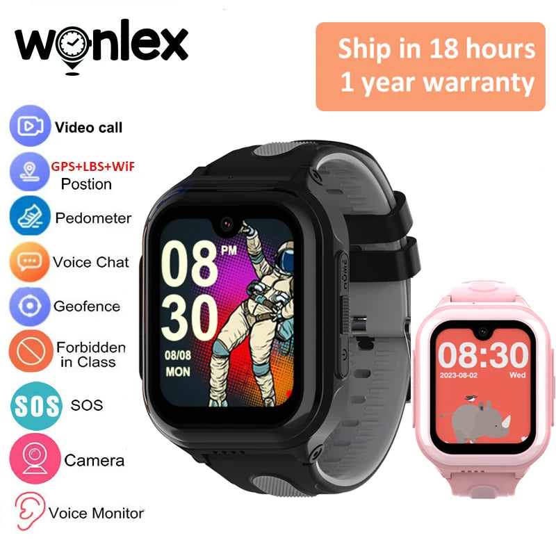 Wonlex 4G Kids Smart Watch 1.78‘’ AMOLED GPS WiFi Monitor Tracker Location Video Call WhatsApp Android8.1 SmartWatch for Child