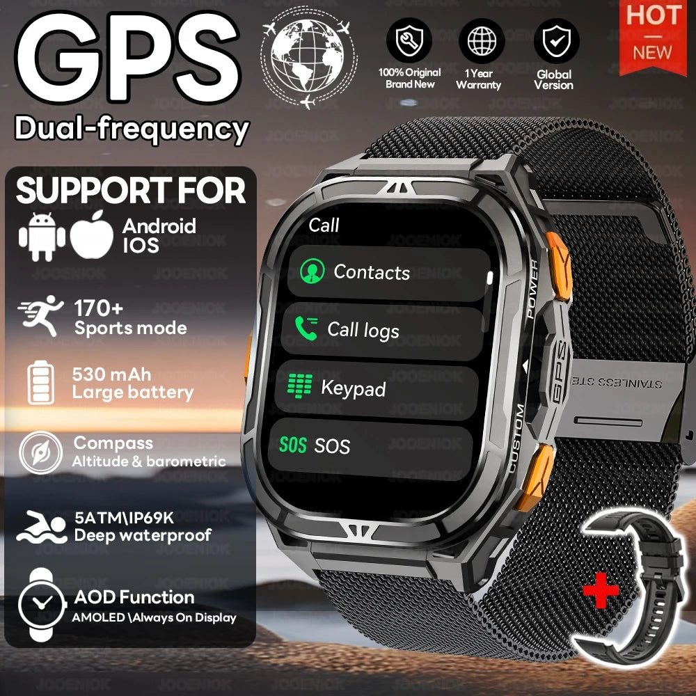 New GPS Smart Watch 10ATM Waterproof Built-in Dual-band GNSS Compass Military Sport Smartwatch Men 2025 New