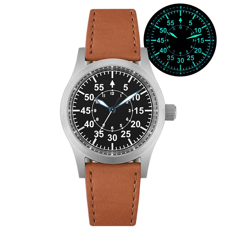 Militado Ml05 Vintage Field Watch VH31 Sweep Second Quartz Movement Sapphire Crystal High Clear AR Coating Luminous 38Mm Watches