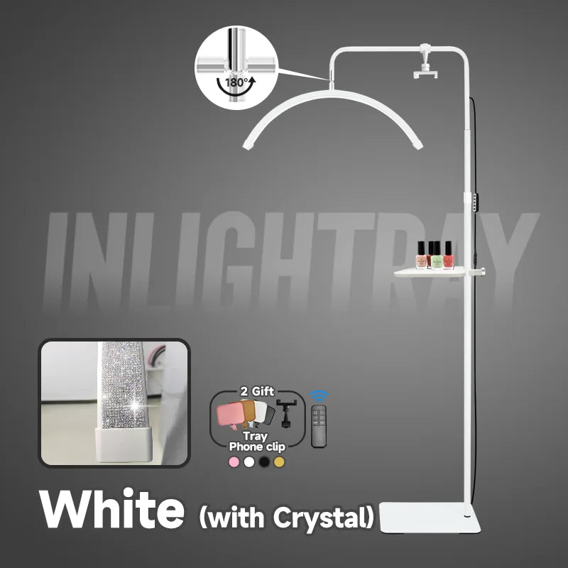 Free LOGO Rotatable Lashes Lamps Half Moon Light Led Moon Lamp Photography Fill Light for Lashes Extension Beauty Floor Lamps
