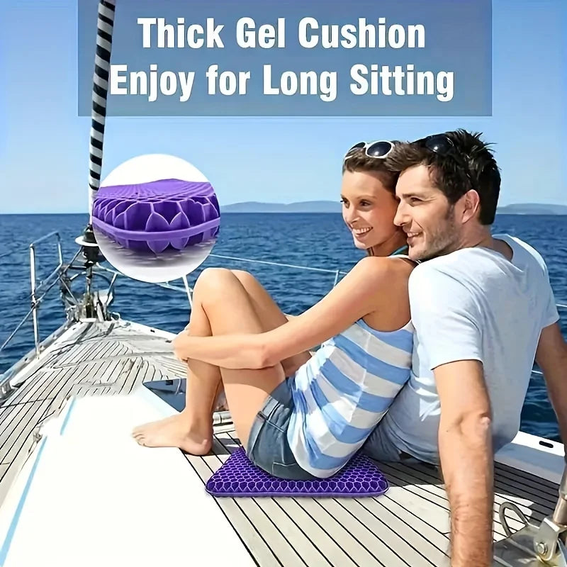 1pc Thickened Honeycomb Design Gel Seat Cushion,Breathable, Non-slip, Plush Cover, Suitable for Office Chairs, Cars, Wheelchairs