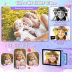 Children's Mini Digital Video Camera with Thermal Printing & Multiple Image Stabilization, 32GB Card Included