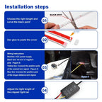 LED Car Daytime Running Light Strip - Red & Yellow Dual Color Plug And Play Start Scan Turn Signal 12V Universal Car Hood Light