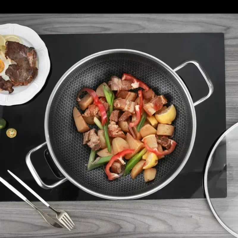 304 Stainless Steel Soup Pot with Lid, Honeycomb Nonstick, Induction & Gas Compatible