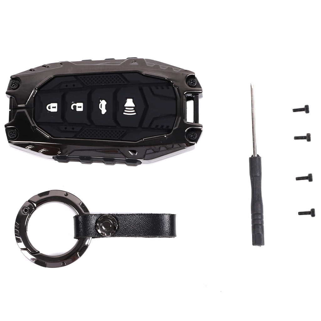 ZincAlloy Key Case Round Buckle Key Pouch Mecha Style Key Fob Cover Car Supplies For Toyota Tacoma 2024-2026 Toyota Tundra 2022+