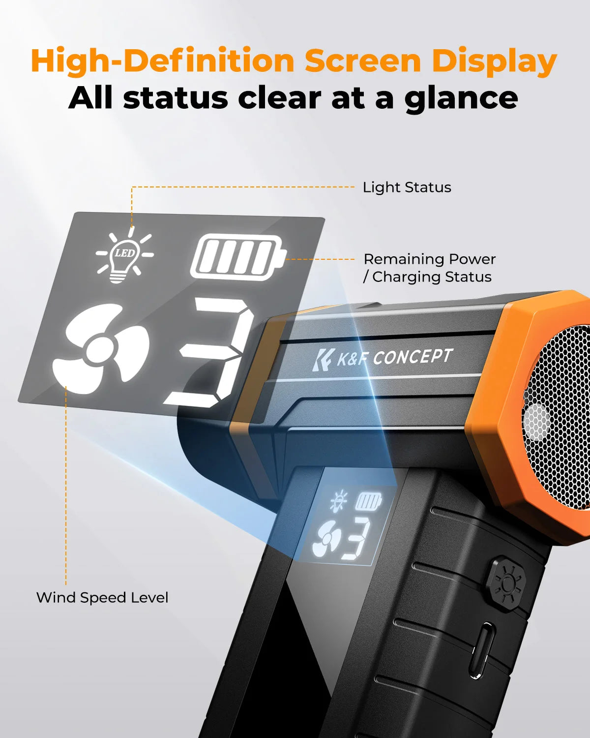K&F CONCEPT 300000RPM Magnetic Nozzle Electric Air Blower LED Light Air Duster for Computer,Laptop Keyboard,Car,Camera Cleaning