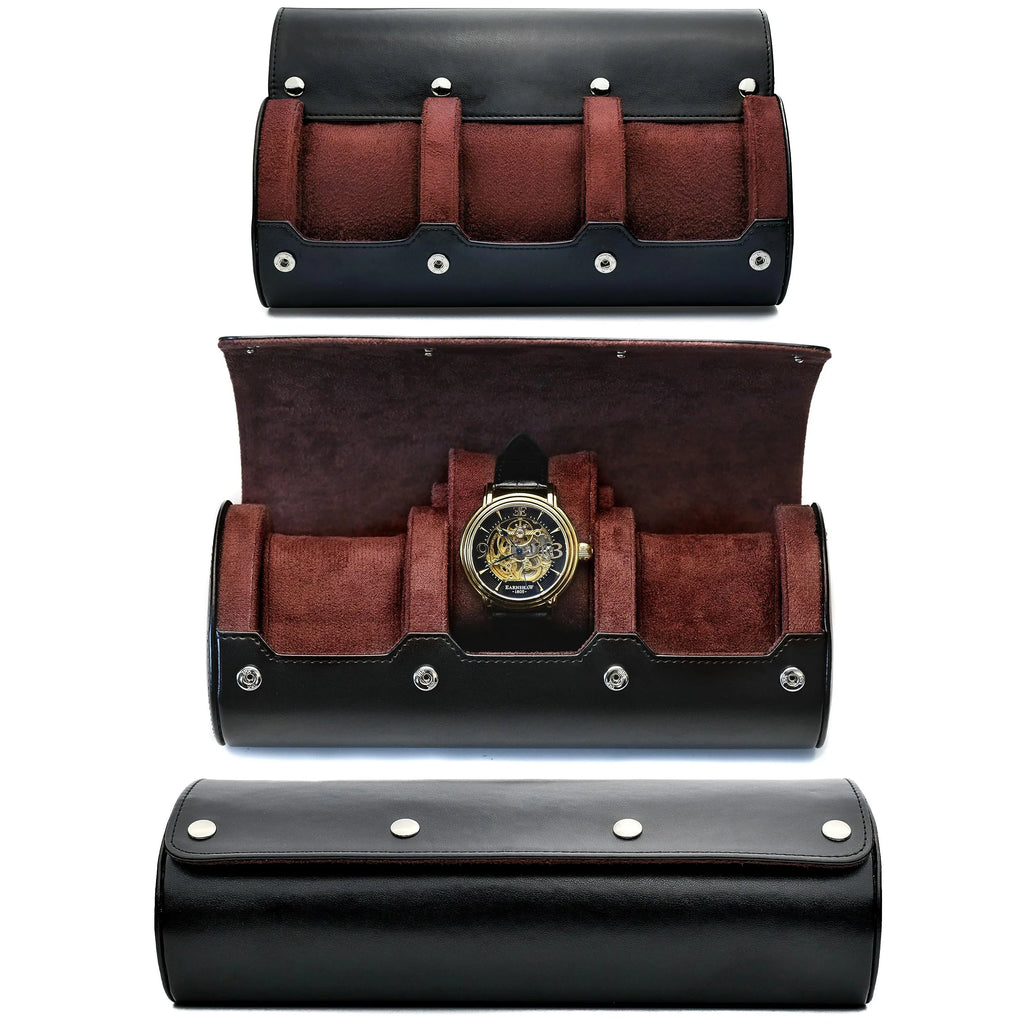 Watch Travel Case ,6 Slot Watch Roll Travel Case Organizer Display - PU Leather Watch Case - Watch Organizer  for Men & Women