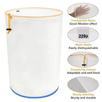 5 Gallon Reusable Filter Bag with Screen, Top Opening, Hydroponics Gardening, 25-220 Micron