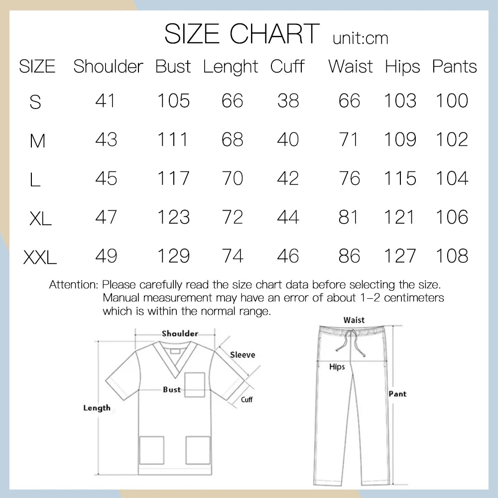 Niaahinn brand Set Women's Medical Uniforms Surgical Pajamas Nurse Uniforms Scrub Set Hospital Work Clothes Dental Surgery Suits