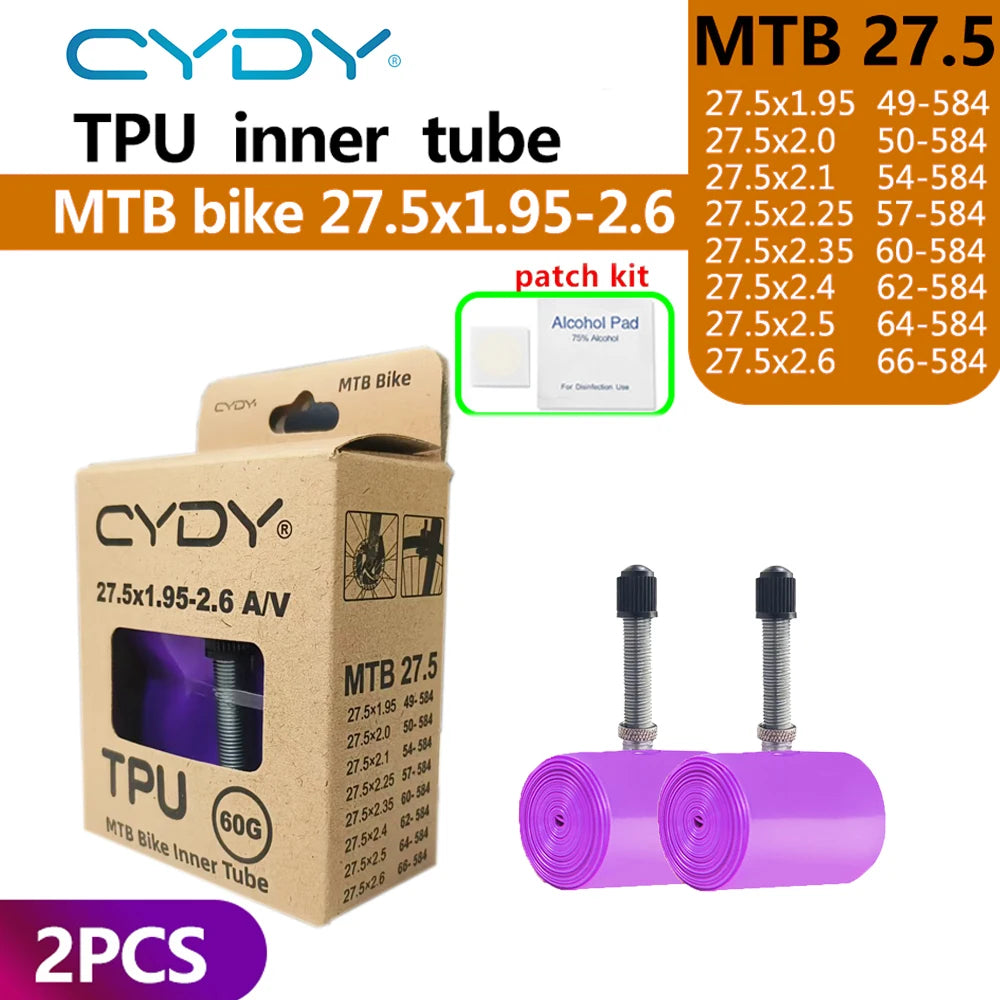 CYDY TPU MTB Bike Inner Tube Camera 29 26 27.5 29x1.95-2.6 Inch Mountain Bicycle Tire Schrader Valve AV pneu 29er Cycling Tube