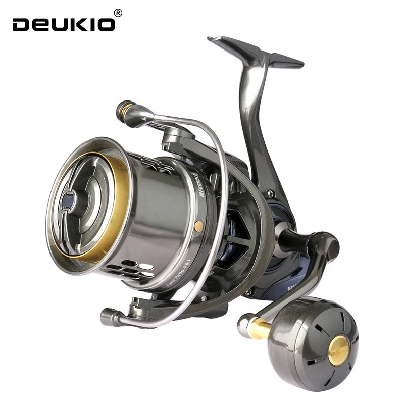 DEUKIO Long Shot Jigging Spinning Reel 8000 10000 12000 Series 8+1BB Surf Fishing Reels 44LB Max Drag Saltwater Big Reel