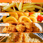 Mini deep fry basket set with long handle, stackable chip strainer, silver, 8pcs