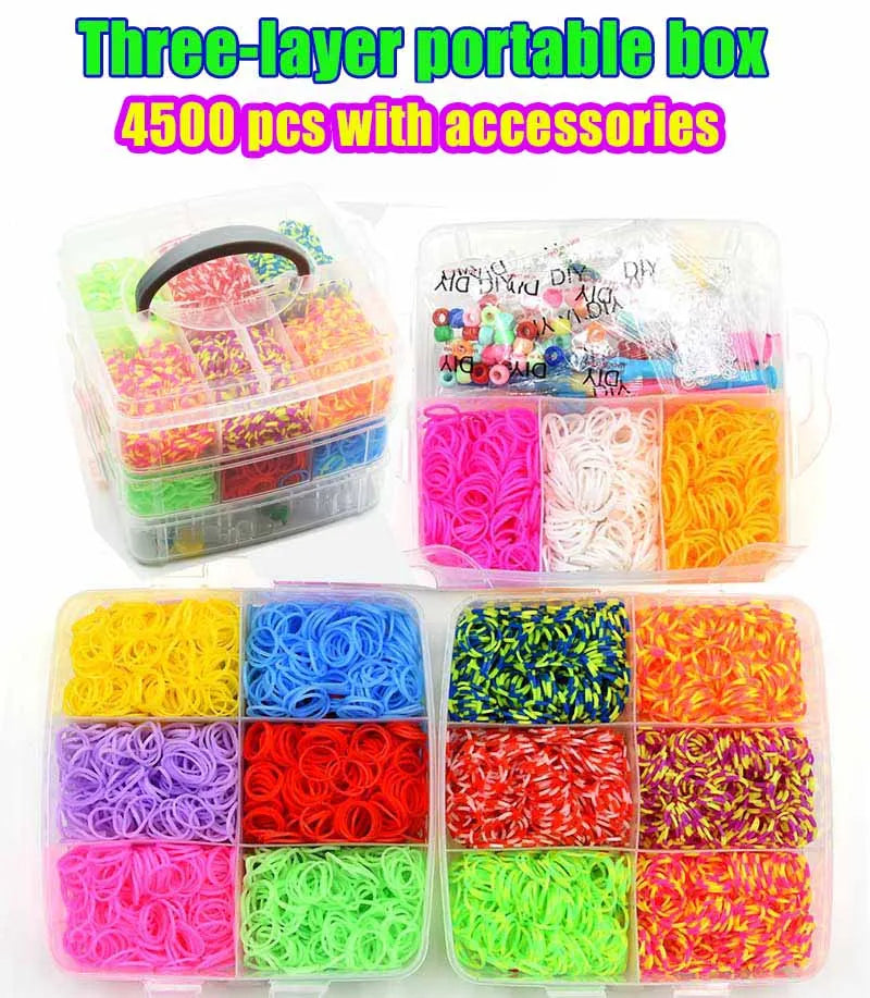 15000 Rainbow Luminous Rubber Bands Set for Children's Puzzle DIY Hand Woven Rubber Band Luminous Bracelet Loom