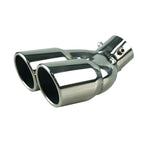 Universal Double Outlet Exhaust Tip Muffler Tailpipe 58mm/73mm Black or Silver Straight/Curved
