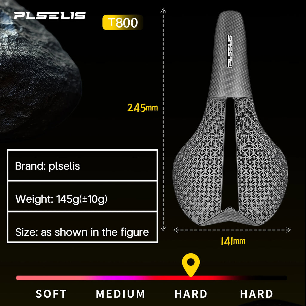 Plselis Road Bicycle Saddle High-Strength Carbon Fiber 3D Printed Counterweight Lightweight 130g Bike Cushion Riding Accessory