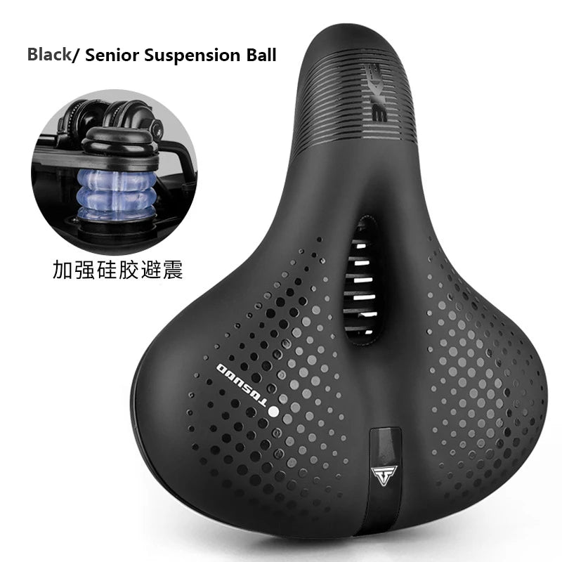 Reflective Shock Absorbing Hollow Bike Saddle MTB Bicycle Seat Breathable Rainproof Cycling Road Mountain Cycling Accessory 0402