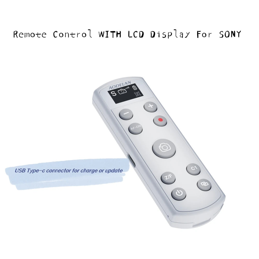 Sony Camera Wireless Remote Shutter Release with OLED Screen, Rechargeable, Black/White