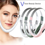 V-Line Electric Face Massager Double Chin Reducer Vibrating Facial Lifting Tool Pink/White