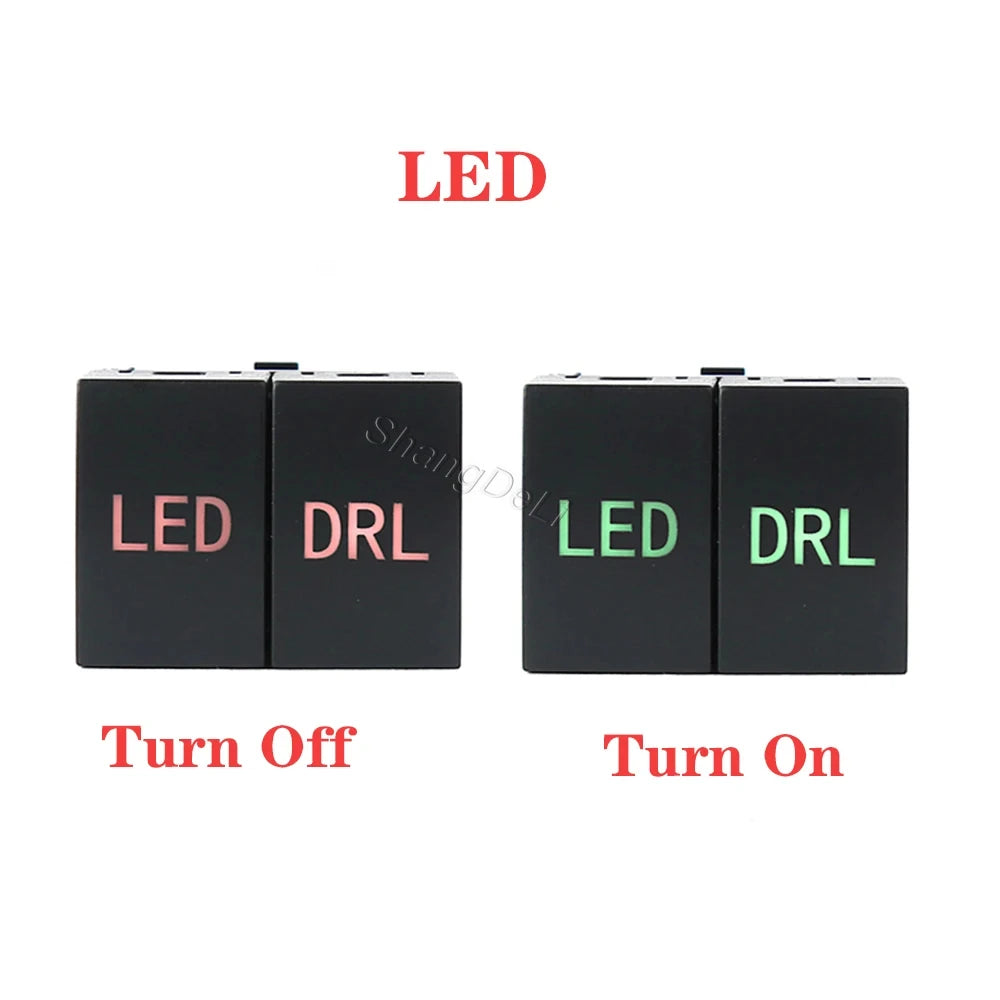 1 PC Green LED Car Dual Switch Fog Lights Radar Power Supply LED DRL Headlight On Off Switch Button Fit for Nissan X-TRAIL 2023