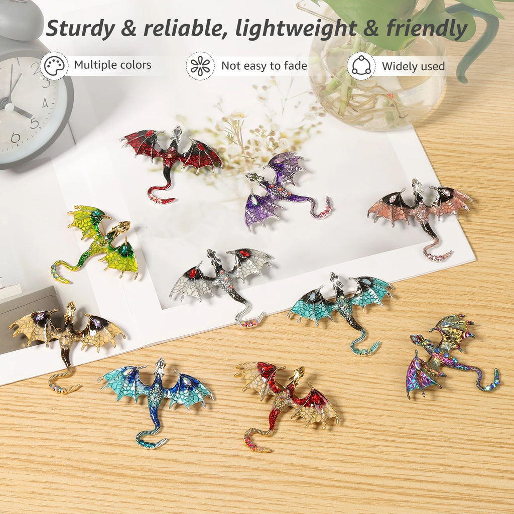 10Pcs Alloy Dragon Shape Charms Stylish Cartoon Spread Wing Dragon Enamel Pin Creative Jewelry Accessories Lapel Brooch Badge