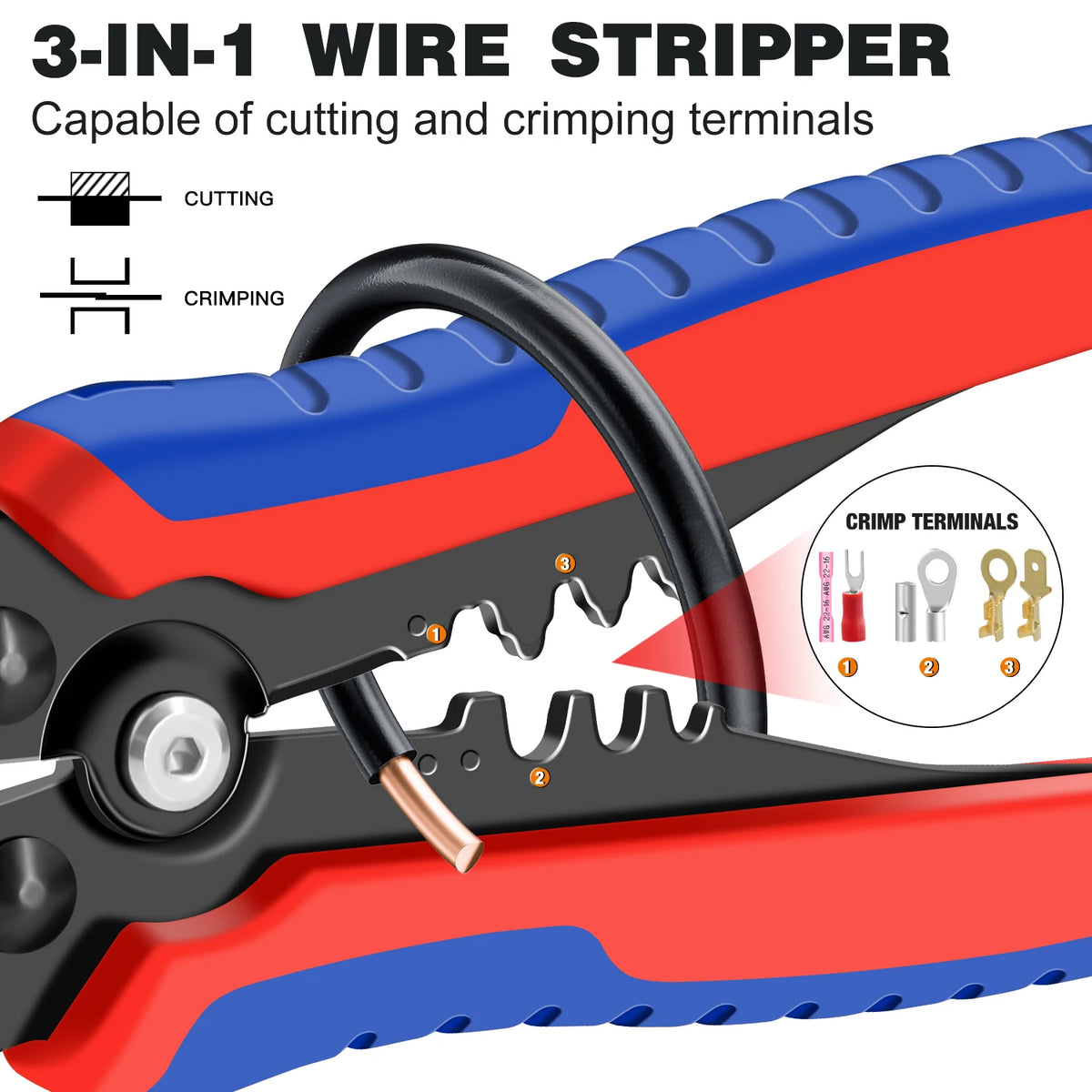 SJ-D2 3IN1 Wire Stripper Tools Multitool Pliers Automatic Stripping Cutter Crimping Cable Wire Electrician Repair Hand Tools