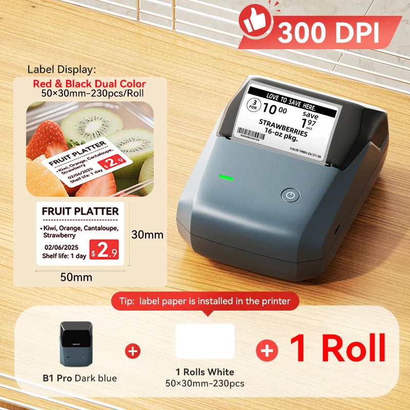 NIIMBOT B1 Bluetooth thermal label printer 2 inch portable sticker maker with tapes