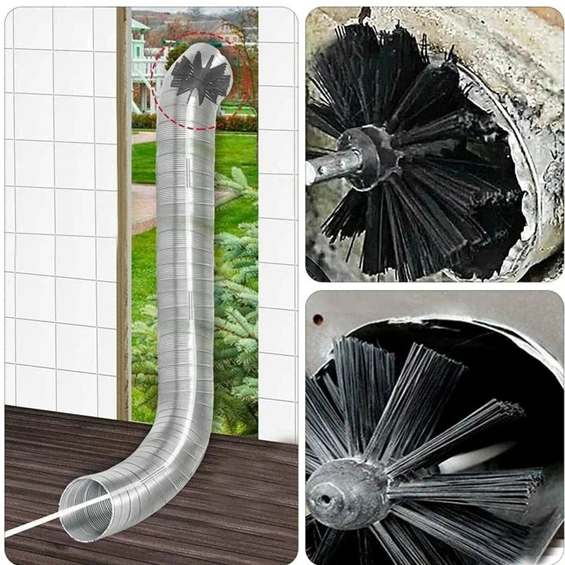 Flexible Chimney Cleaning Brush Extendable Flexible Dryer Vent Cleaner Soft Bristle Effective Air Duct Cleaning Tool