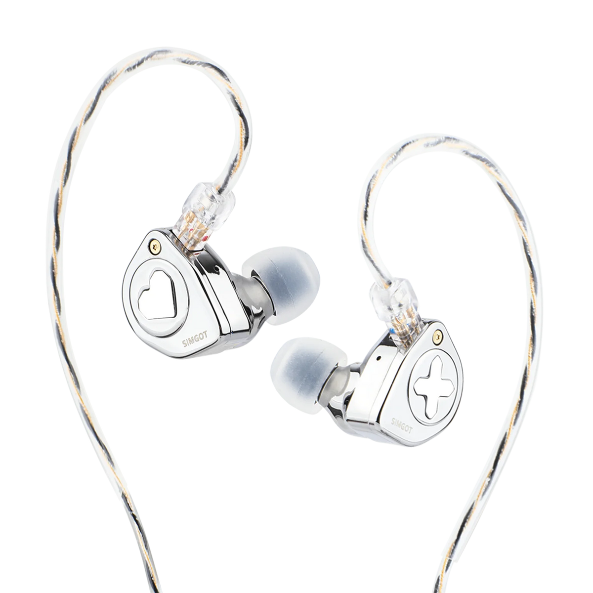SIMGOT EW300 1DD+1Planar+1PZT Hybrid Driver IEM HIFI Earphones with Detachable Nozzles Silver-Plated OFC IEM Cable for Musician