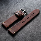 Stitching Leather Butterfly Buckle Watch Band 20mm 22mm Cowhide Strap for Rolex Bracelet for Seiko Women Men Vintage Wristband