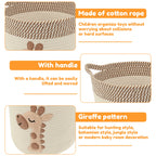 Cotton Rope Storage Basket Large Capacity Toy Organizer with Embroidery Decor Clothes Hamper Woven Sundries Organizer for Home