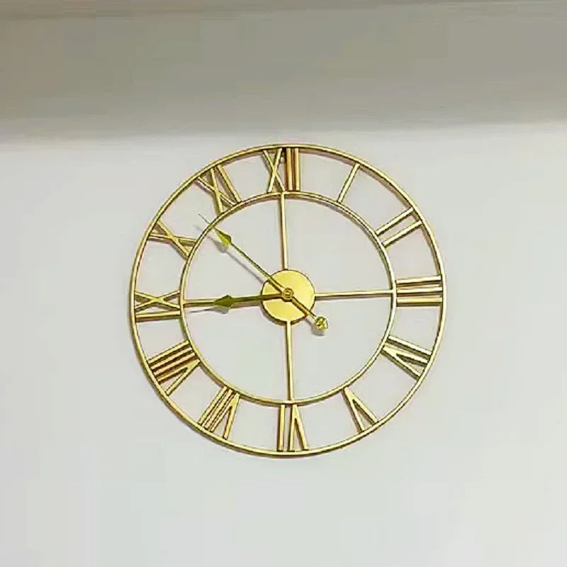 Modern Style 40cm 3D Round Accurate Silent Wall Clocks Roman Numerals Retro Metal Hanging Clock for Living Room 2023 Home Decor