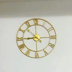 Modern Style 40cm 3D Round Accurate Silent Wall Clocks Roman Numerals Retro Metal Hanging Clock for Living Room 2023 Home Decor