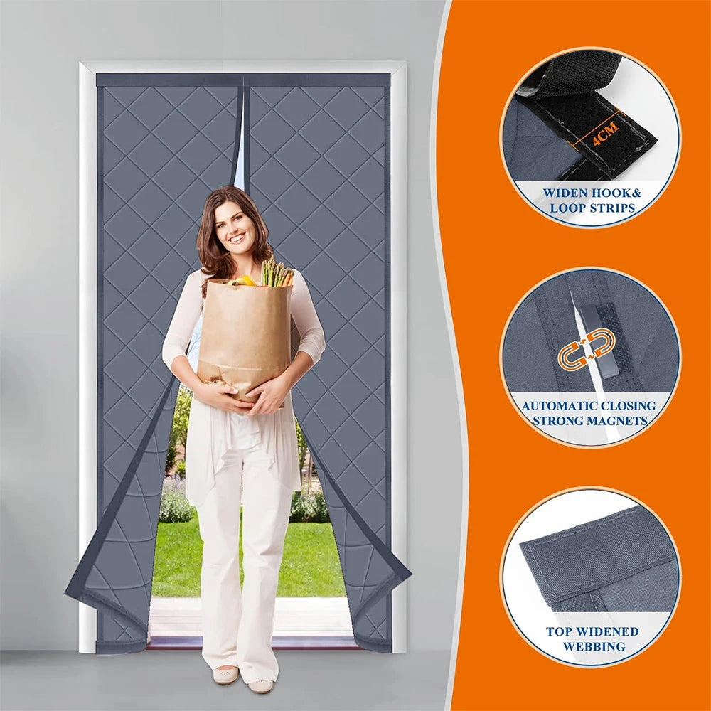 Magnetic Thermal Insulated Door Curtain Energy-Saving Privacy-Protecting Windproof Waterproof Cotton Curtain for Heater Room