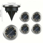 10pcs Solar Ground Light Outdoor Waterproof 8LED Disk Light for Garden Pathway Yard Driveway Landscape Decorative In-ground Lamp