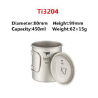 Keith Titanium Cup Titanium Water Mugs Folding Handle Single Wall Cup Outdoor Camping Travel Hiking Cups With Lid 220ml-900ml
