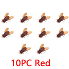 10PCS 10/20mm PVC Fly Fishing Flies Soft Rubber Fly Fishing Lures Lifelike Flies Insects Lures Barbed Hooks Fishing Accessories